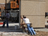 Tilt-up precast concrete panel installation